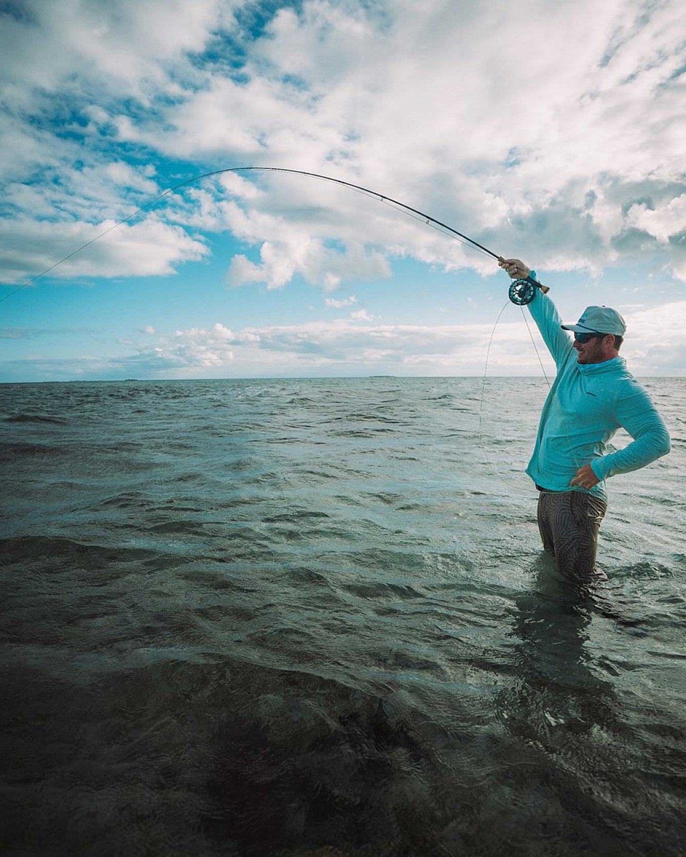 Man Fly Fishing in Saltwater