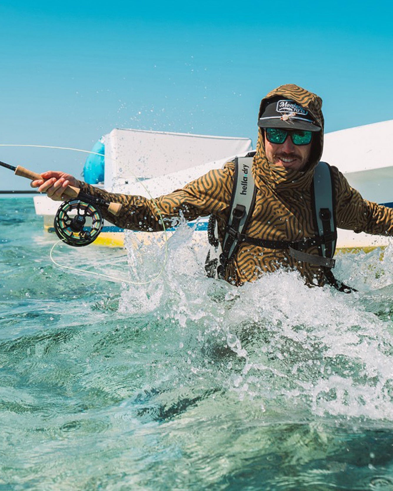 Man Fly Fishing in Saltwater